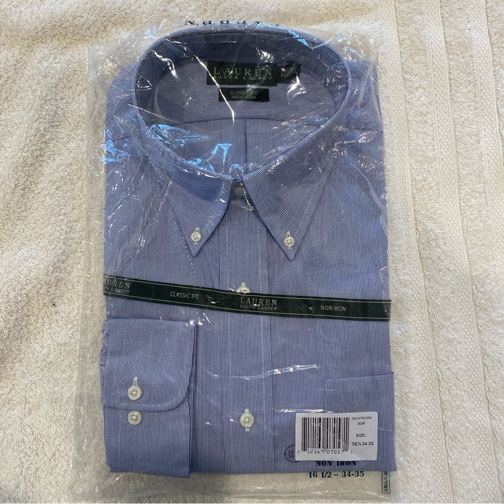 Lauren by Ralph Lauren Striped Blue Dress Shirt